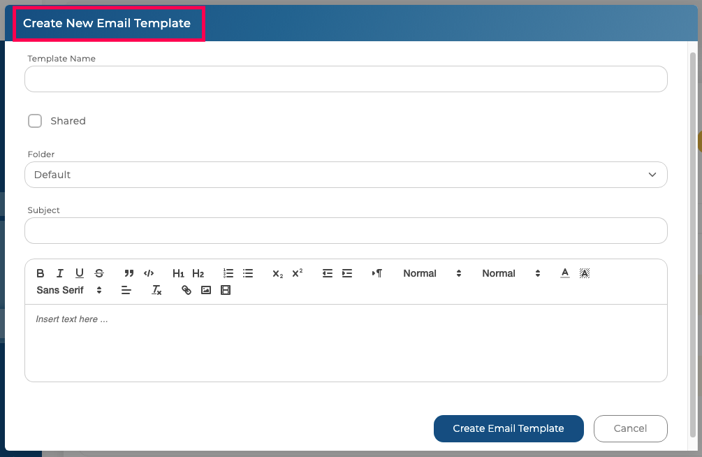 Email templates help you maintain a consistent message and avoid forwarding sensitive data.