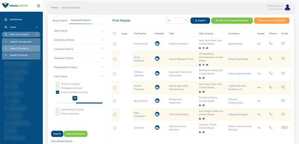 Visual Visitor's new feature: contact confidence score